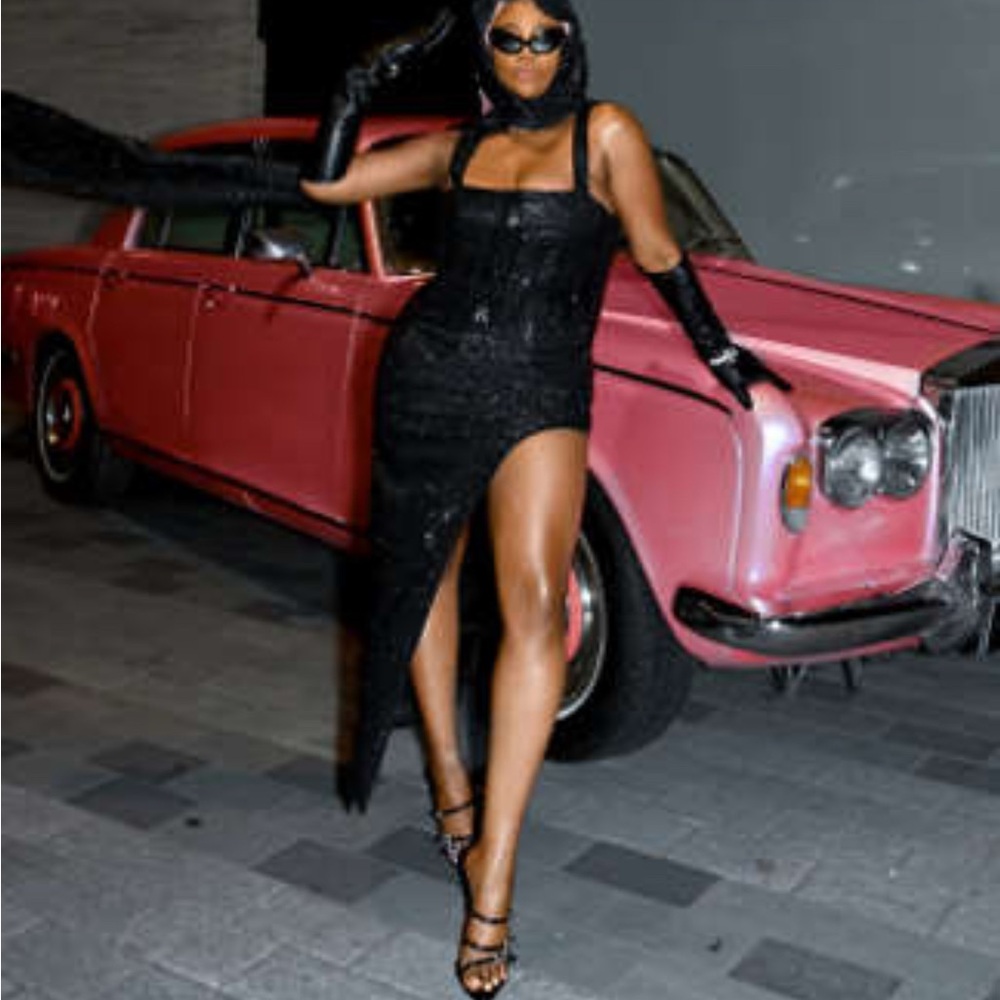 Labelrail x Juliette Black Sequin Evening Dress